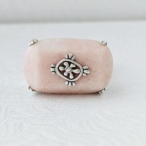 Silpada Sterling Silver Pink Soapstone Très Chic Ring R2205 Size 8.25